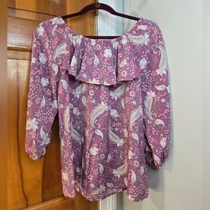 Cato Pink Paisley Blouse Sz XS